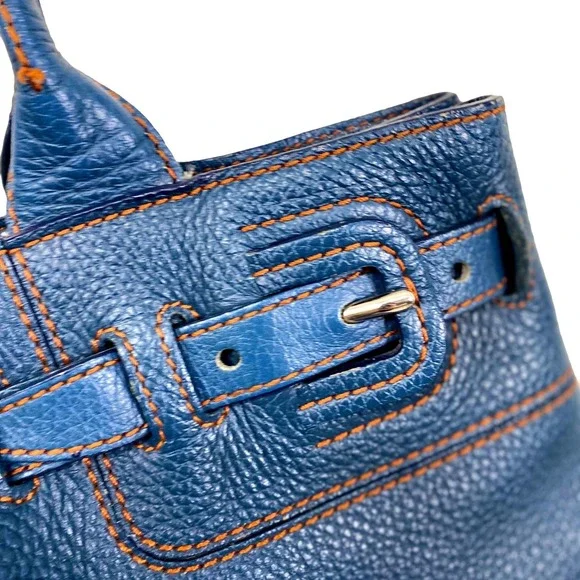 Tod’s Blue Pebbled Leather Belted Shoulder Bag EUC - Picture 2 of 16